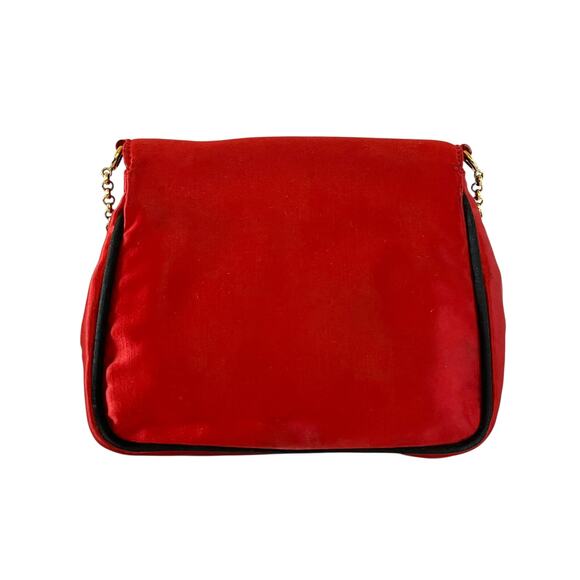Escada Vintage Fleur De Lis Red Satin Chain Strap Crossbody Evening Bag - Picture 3 of 10